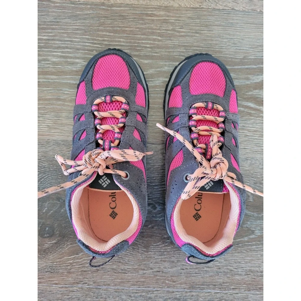 Columbia Youth Redmond Waterproof Hiking Shoes Charcoal Pink Size 3Y #6